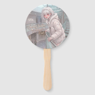 Sweet Stellar Angel: Silver Hair Winter Fairy Part Hand Fan