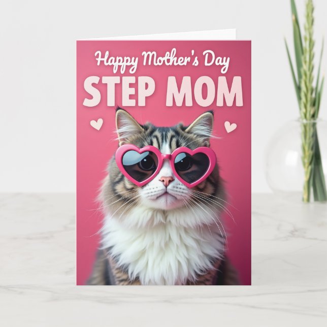 Sweet Step Mum Day Cat Card (Front)