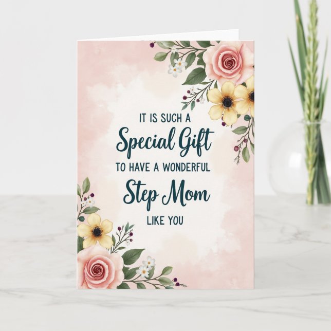 Sweet Step Mum Floral Card (Front)