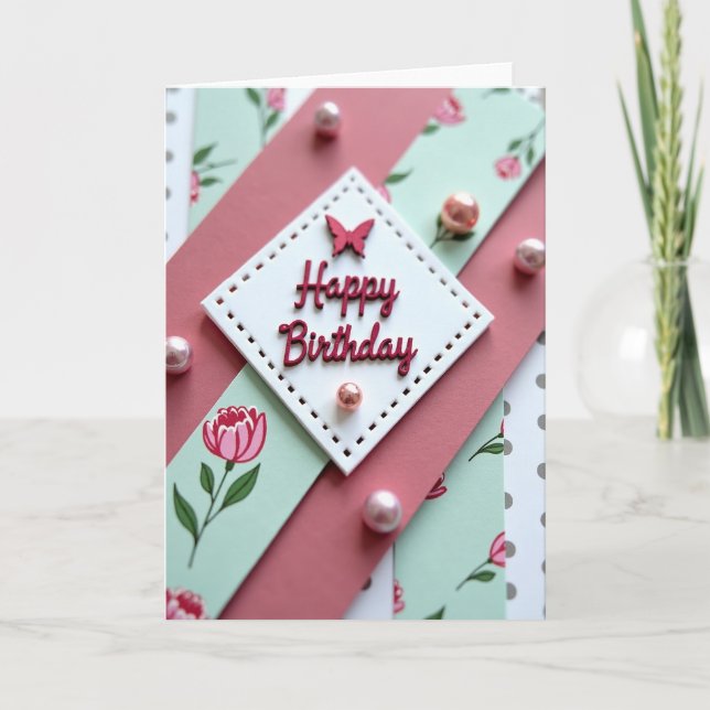 Sweet Stitched Birthday Card (Front)