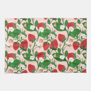 Sweet Strawberries and Blossoms Tea Towel