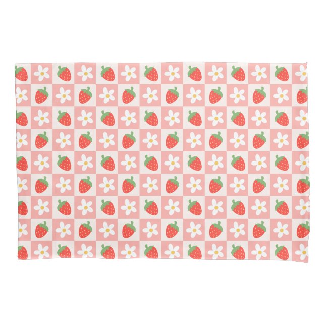 Sweet Strawberries & Flowers  Pillow Case (Front)