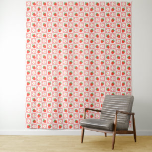 Sweet Strawberries & Flowers Tapestry