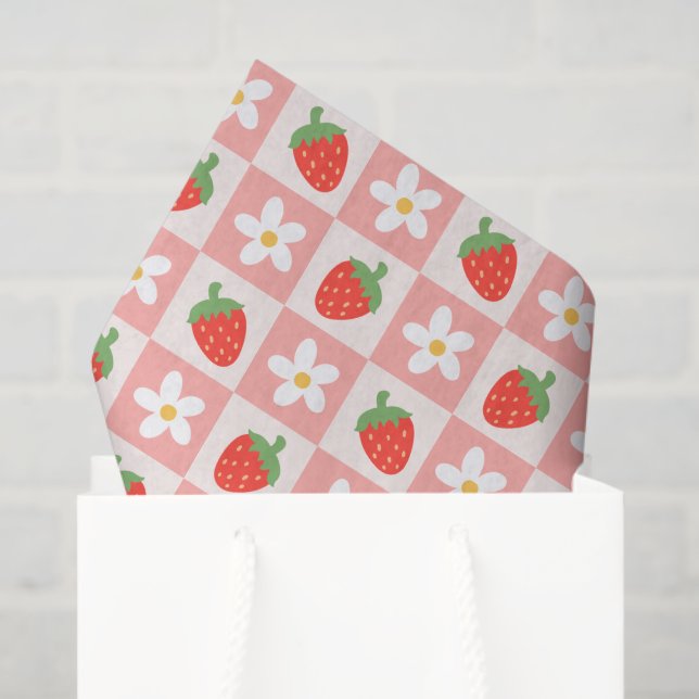 Sweet Strawberries & Flowers Tissue Paper (Gift Bag)