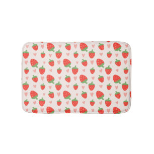 Sweet Strawberries & Hearts Bath Mat