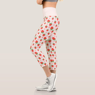 Sweet Strawberries & Hearts Capri Leggings