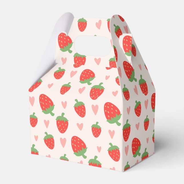 Sweet Strawberries & Hearts Favour Boxes (Front Side)