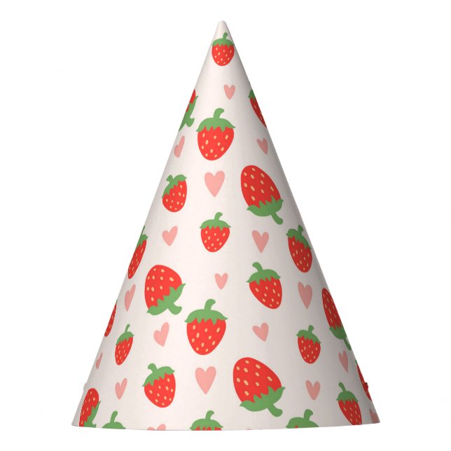 Sweet Strawberries & Hearts Party Hat (Front)