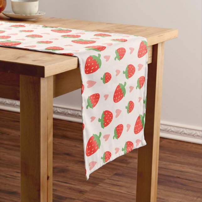 Sweet Strawberries & Hearts Table Runner (In Situ)