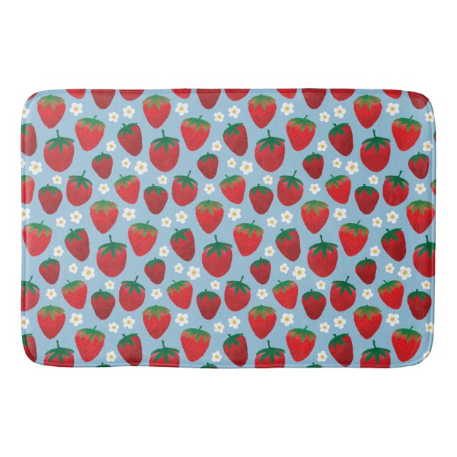 Sweet Strawberries Pattern Bath Mat (Front)
