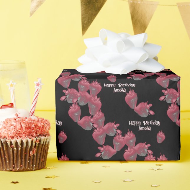 Sweet Strawberries Personalised  Wrapping Paper (Birthday Party)