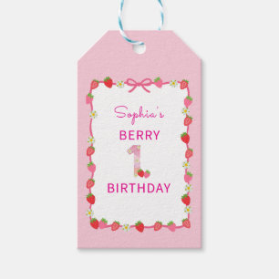 Sweet Strawberry 1st Birthday Invitation Gift Tags