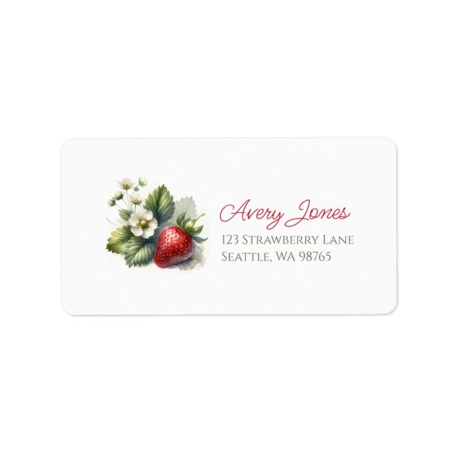 Sweet Strawberry and Flower Return Address Label (Front)