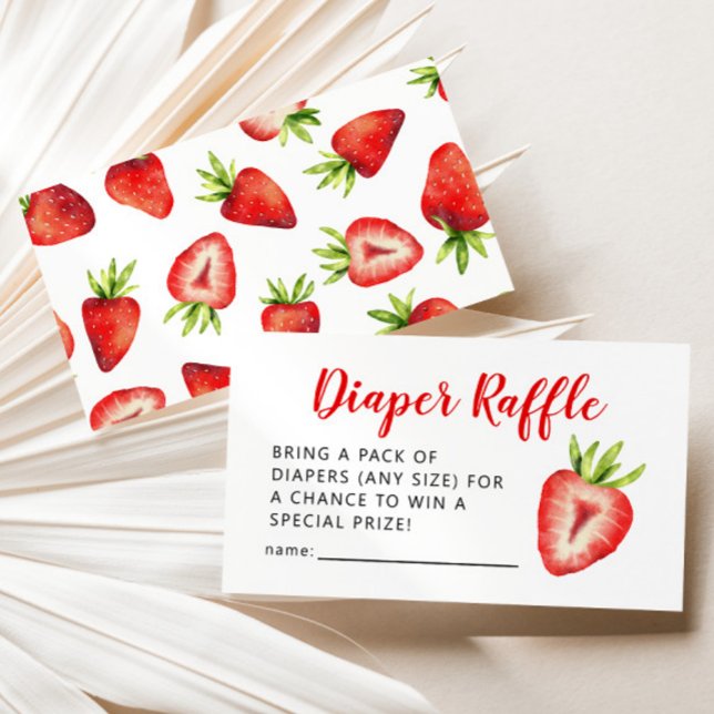 Sweet Strawberry Baby Shower Diaper Raffle Ticket  Enclosure Card (Creator Uploaded)