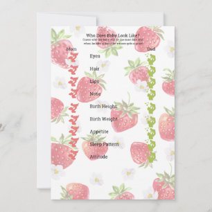 Sweet Strawberry Baby Shower Games Bingo and Trait Invitation