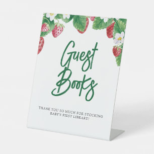 Sweet Strawberry Baby Shower Guest Books Pedestal Sign