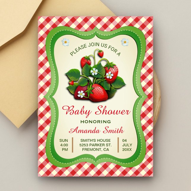 Sweet Strawberry Baby Shower Invitation (Creator Uploaded)