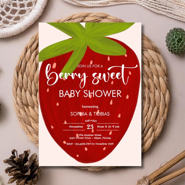 Sweet strawberry baby shower invitation (Creator Uploaded)