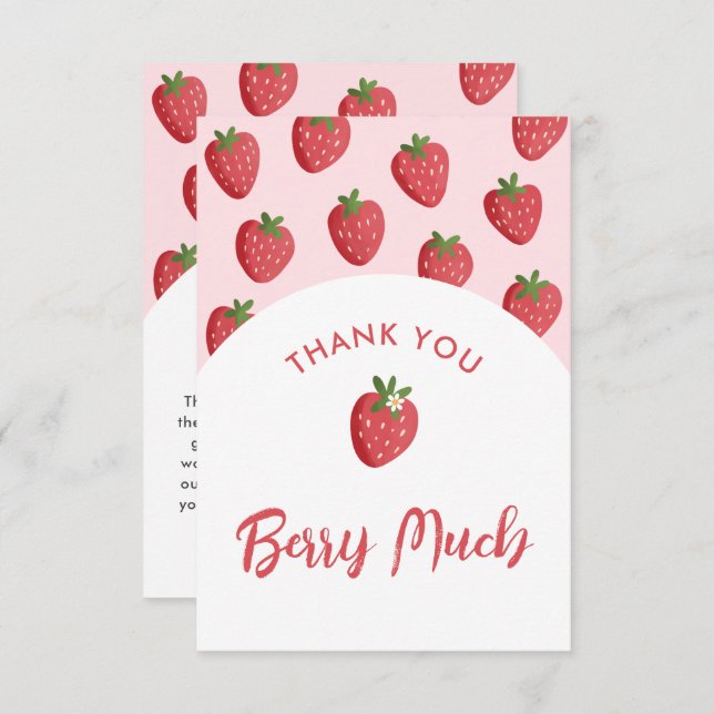 Sweet Strawberry Baby Shower Thank You Cards (Front/Back)