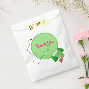 Sweet Strawberry Bee Mint Green 1st Birthday Girl Favour Bag
