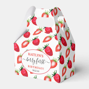 Sweet Strawberry Berry First 1st Birthday Favour Box