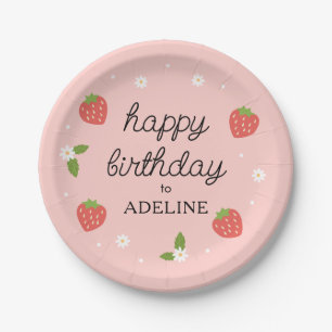 Sweet Strawberry Birthday Party Paper Plate