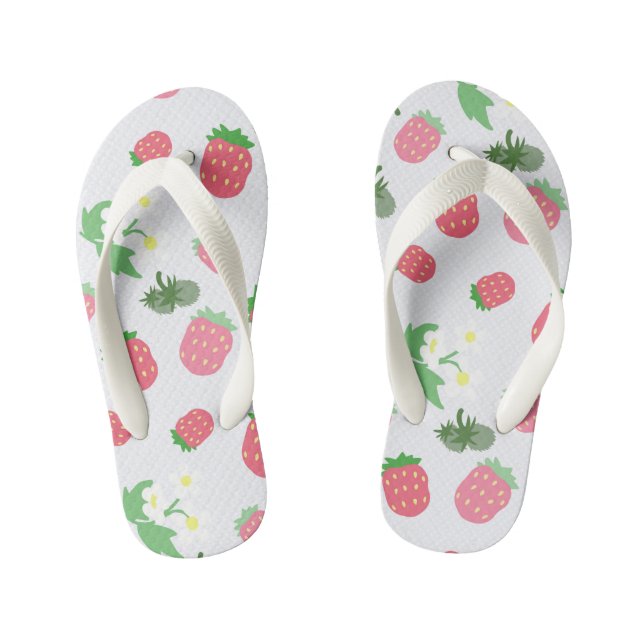 Sweet Strawberry Blue. Kid's Flip Flops (Footbed)