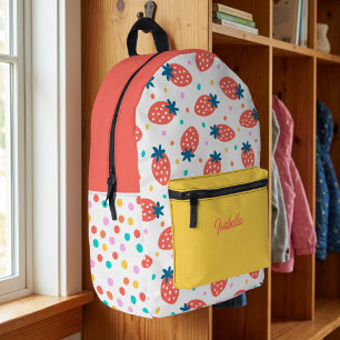 Sweet Strawberry Cute & Colorful Polka Dot Printed Backpack