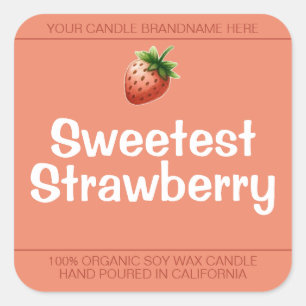 Sweet Strawberry Cute Symbol Soy Candles Labels 