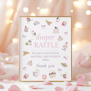 Sweet Strawberry Dessert Baby Shower Diaper Raffle Poster