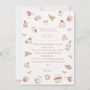 Sweet Strawberry Dessert Baby Shower Watercolor  Thank You Card