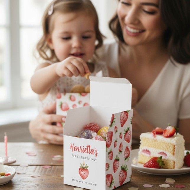 Sweet Strawberry First Birthday Favor Box (Creator Uploaded)