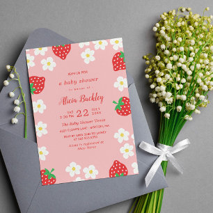 Sweet Strawberry Flowers - Baby Shower Invitation