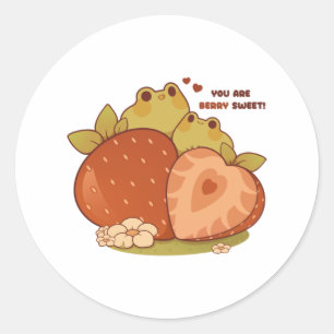 Sweet strawberry frogs 46 classic round sticker