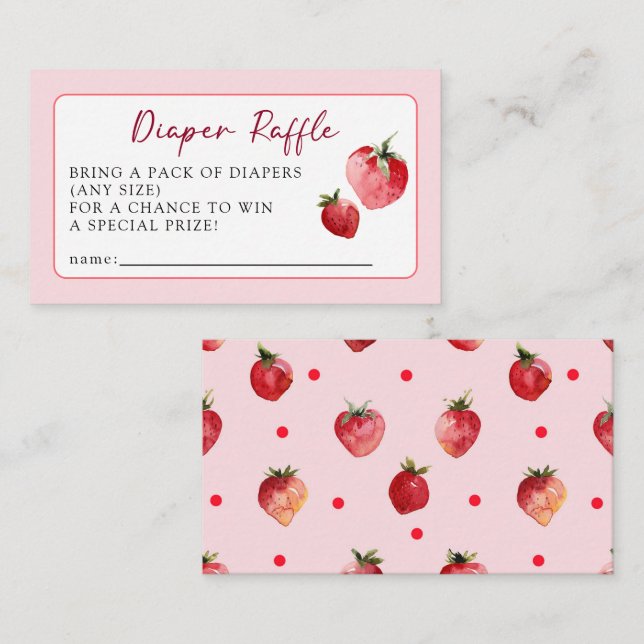 Sweet Strawberry Fruit Baby Shower Diaper Raffle  Enclosure Card (Front/Back)