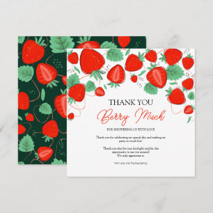 Sweet Strawberry Girl Baby Shower Thank You Card