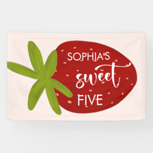 Sweet strawberry kids birthday banner