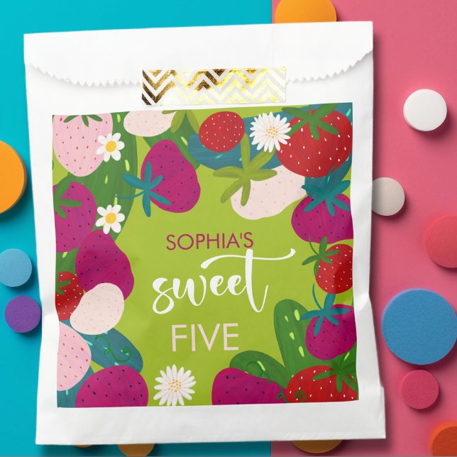 Sweet strawberry kids birthday favour bag (Creator Uploaded)