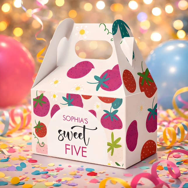 Sweet strawberry kids birthday favour box (Creator Uploaded)