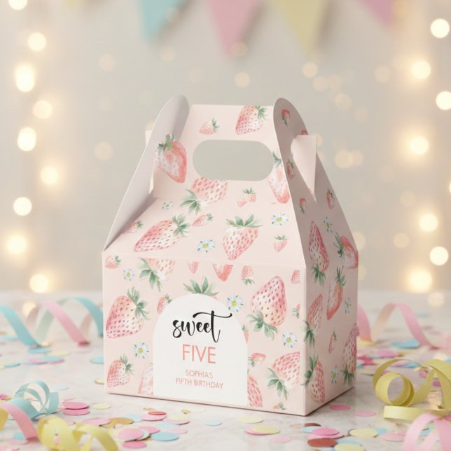 Sweet strawberry kids birthday favour box (Creator Uploaded)