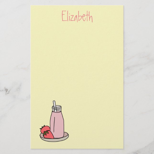 Sweet strawberry milkshake pink cute stationery (Front)