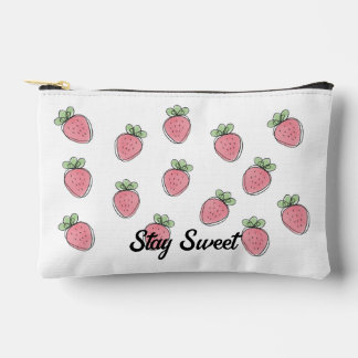 Sweet Strawberry Print Accessory Pouch