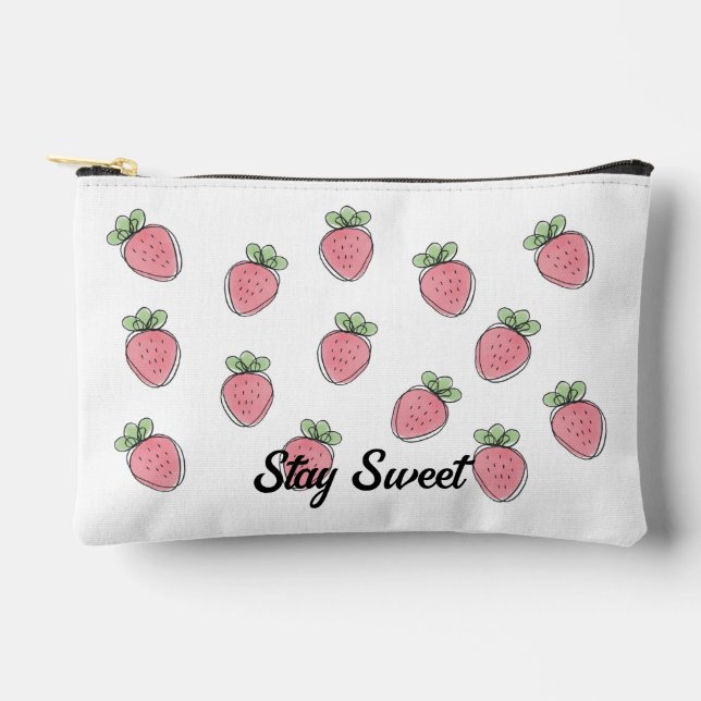 Sweet Strawberry Print Accessory Pouch (Front)