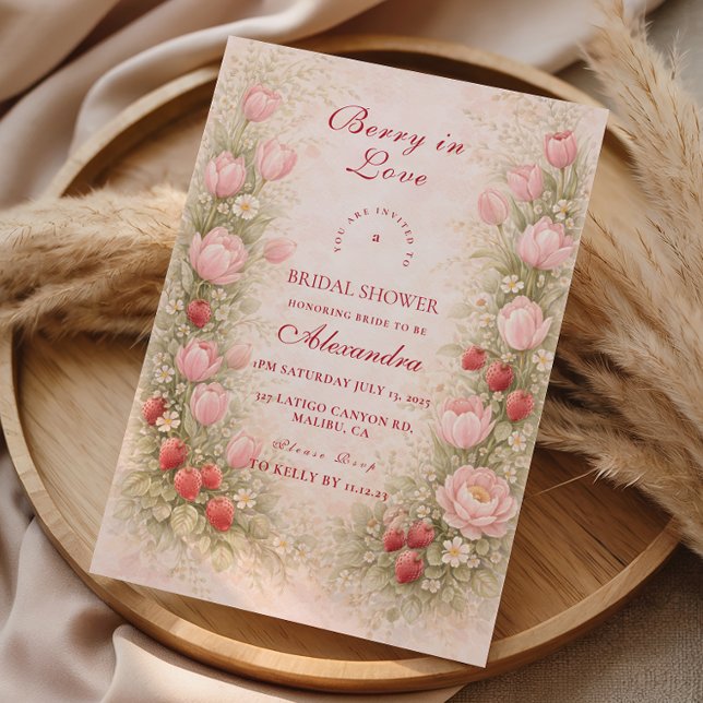 Sweet Strawberry Romance Bridal Shower Invitation (Creator Uploaded)