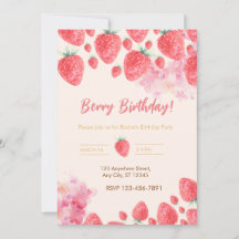 Sweet Strawberry Soiree: Birthday Party Invitation
