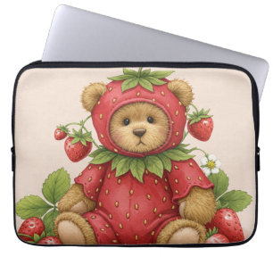  Sweet Strawberry Teddy Bear by Natasha Us   Laptop Sleeve