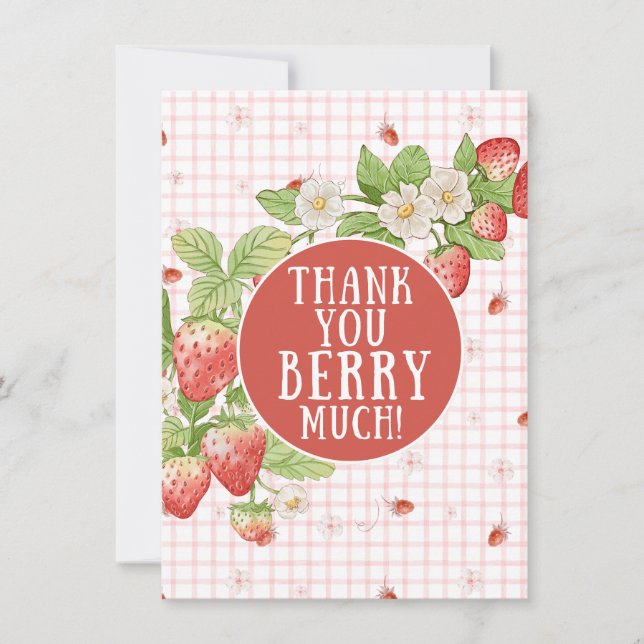 Sweet Strawberry thank You Note Card (Front)
