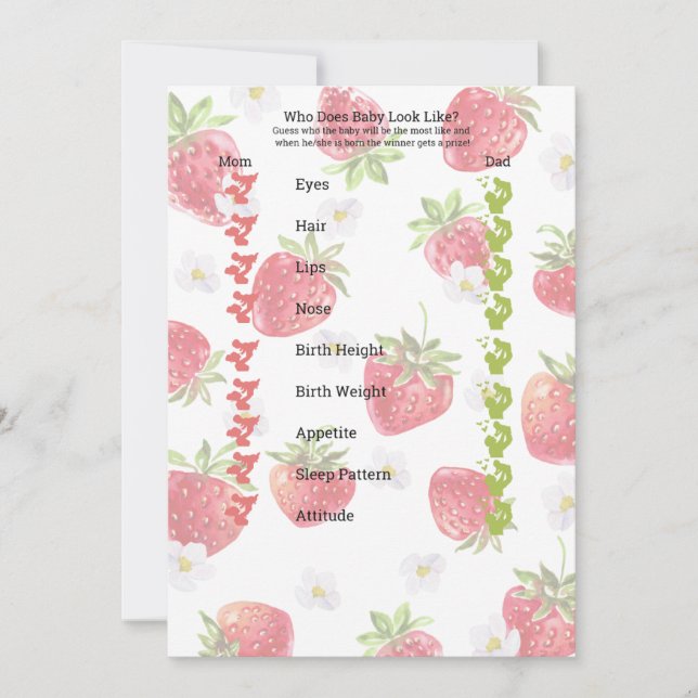 Sweet Strawberry Theme Baby Traits Shower  Invitation (Front)