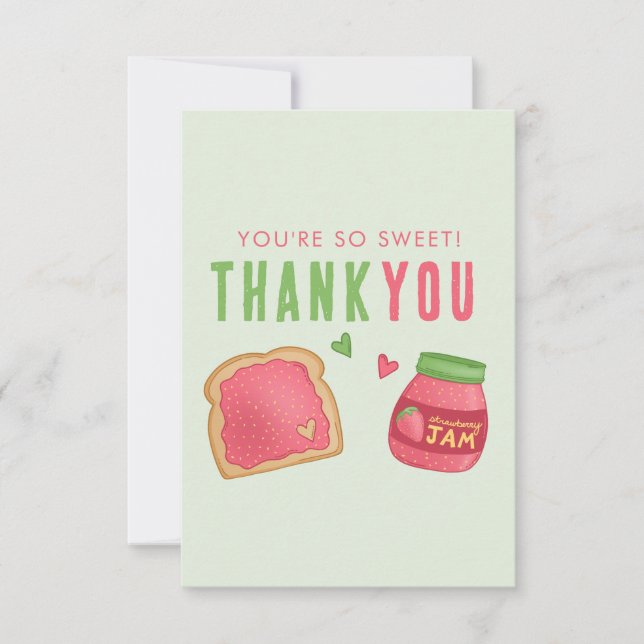 Sweet Strawberry Toast and Jam Thank You Card (Front)
