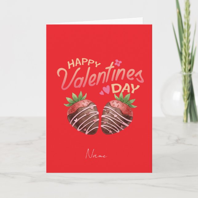 Sweet Strawberry Valentine's Day Personalised  Card (Front)